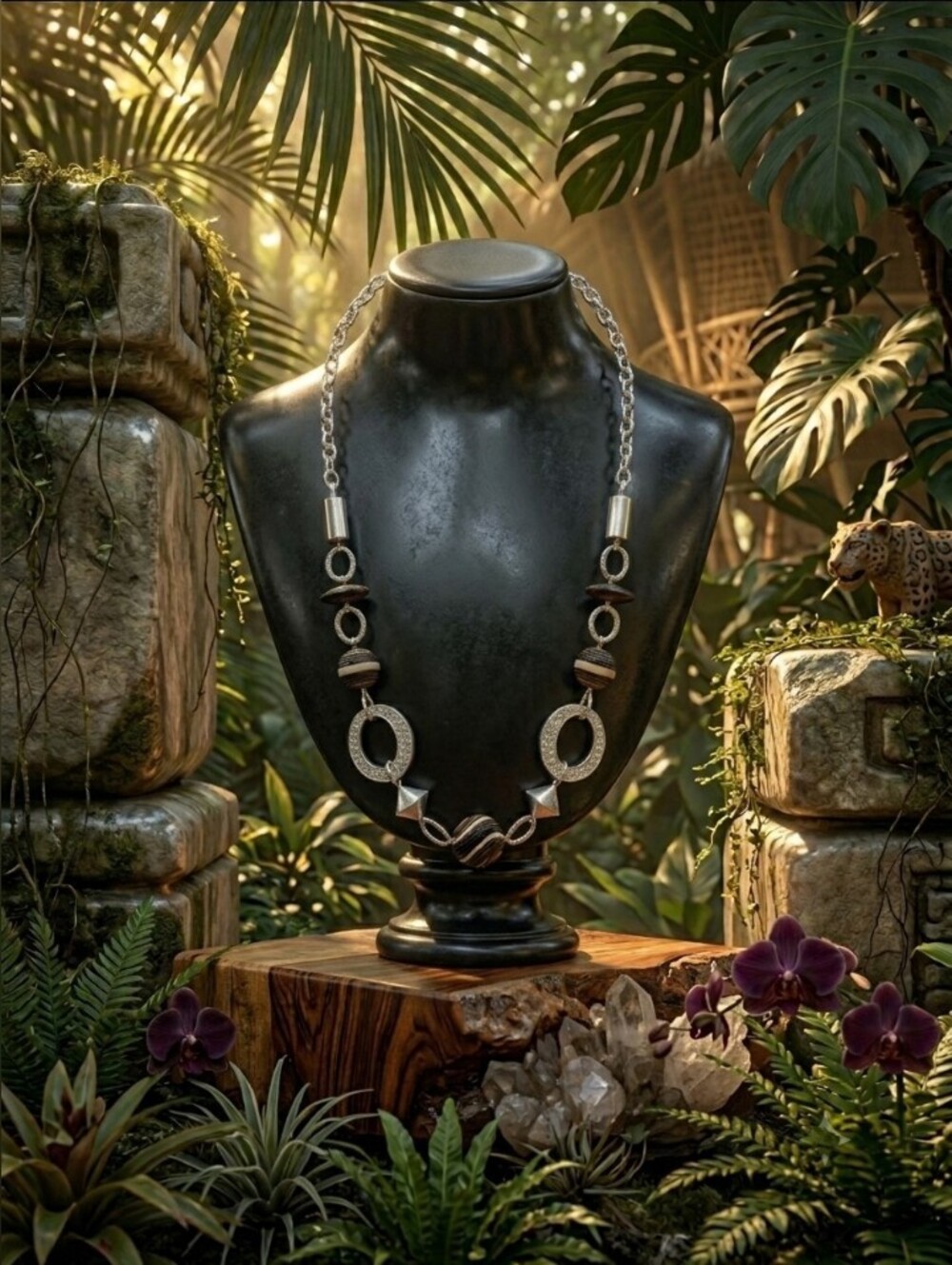 5/$100 Vintage Exaggerated Large Metal and Bead Statement Necklace